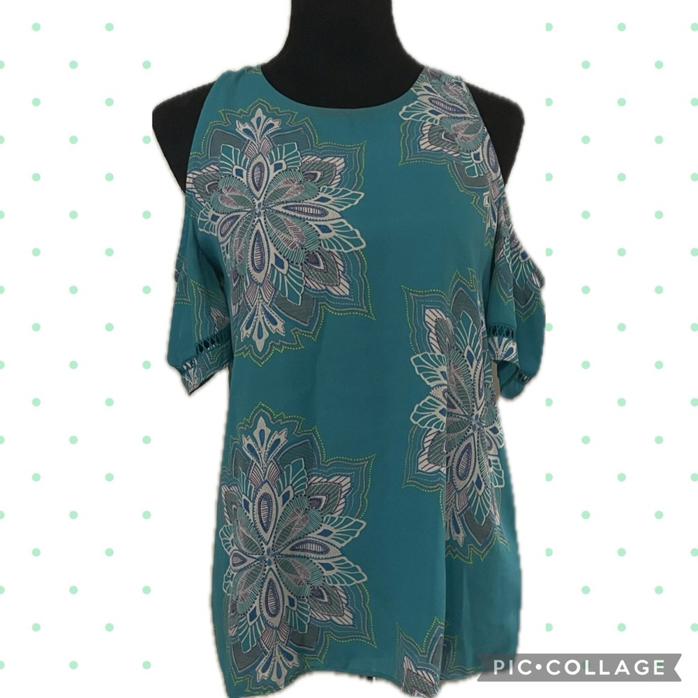 Cold-Shoulder Tropical Top by Fourteenth Place
